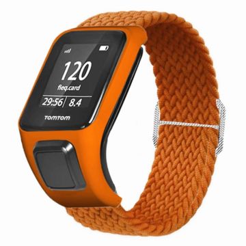 TomTom Runner 2 / 3 / Spark / Adventurer horlogeband Gevlochten Verstelbaar Nylon Lusbandje met Etui - Oranje