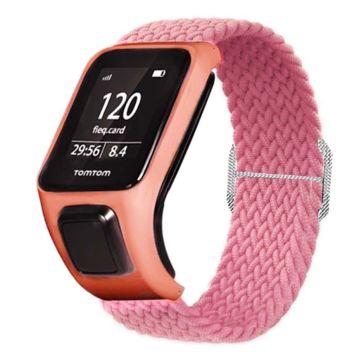 TomTom Runner 2 / 3 / Spark / Adventurer horlogeband Gevlochten Verstelbaar Nylon Lusbandje met Etui - Roze