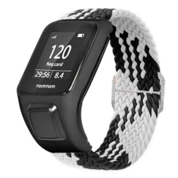 TomTom Runner 2 / 3 / Spark / Adventurer horlogeband Gevlochten Verstelbaar Nylon Lusbandje met Etui - Zwart+Wit