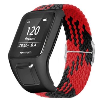 TomTom Runner 2 / 3 / Spark / Adventurer horlogeband Gevlochten Verstelbaar Nylon Lusbandje met Etui - Rood+Zwart