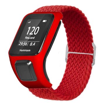 TomTom Runner 2 / 3 / Spark / Adventurer horlogeband Gevlochten Verstelbaar Nylon Lusbandje met Etui - Rood