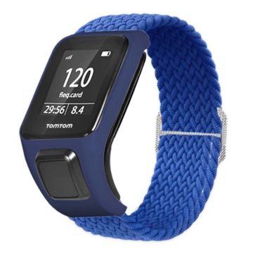 TomTom Runner 2 / 3 / Spark / Adventurer horlogeband Gevlochten Verstelbaar Nylon Lusbandje met Etui - Donkerblauw