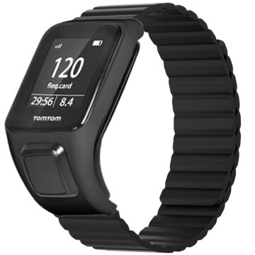 TomTom Runner 2 / 3 / Spark / Adventurer horlogeband Flexibele magnetische band met hoesje - Zwart