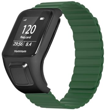 TomTom Runner 2 / 3 / Spark / Adventurer horlogeband flexibel magnetisch bandje met hoesje - Legergroen