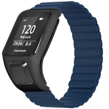 TomTom Runner 2 / 3 / Spark / Adventurer horlogeband Flexibel magnetisch bandje met hoesje - Middernachtblauw