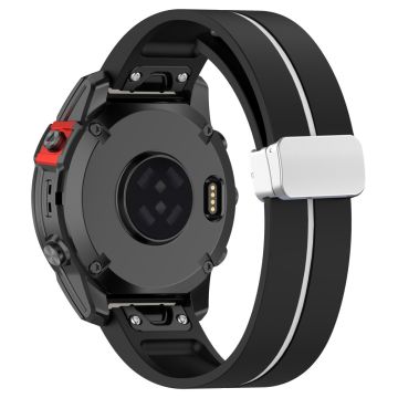 Garmin 26mm Quickfit Universele Zilveren Gesp Flexibele Horlogeband - Zwart+Wit