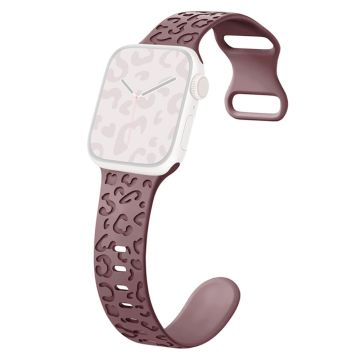 Apple Watch Series 49mm - 45mm - 44mm - 42mm Universele Flexibele Luipaard Patroon Horlogeband - Rook Paars