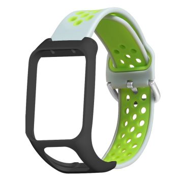 TomTom Runner 3 / 2 / Adventurer Flexibel Horlogebandje Dubbele Kleur Ademende Gaten Polsband met Etui - Grijs+Groen