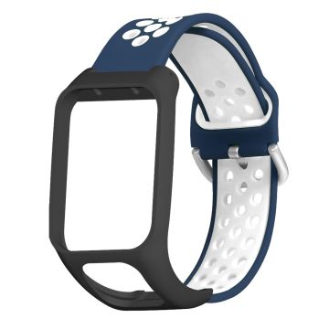 TomTom Runner 3 / 2 / Adventurer Flexibel Horlogebandje Dubbele Kleur Ademende Gaten Polsband met Etui - Middernachtblauw+Wit