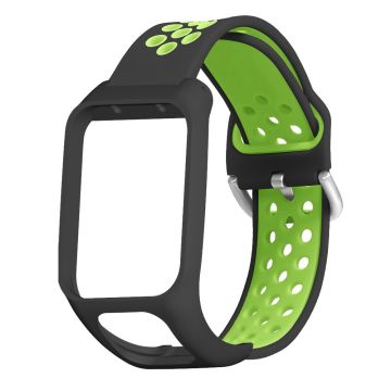 TomTom Runner 3 / 2 / Adventurer Flexibel Horlogebandje Dubbele Kleur Ademende Gaten Polsband met Etui - Zwart+Groen