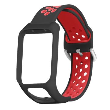 TomTom Runner 3 / 2 / Adventurer Flexibel Horlogebandje Dubbele Kleur Ademende Gaten Polsband met Etui - Zwart+Rood