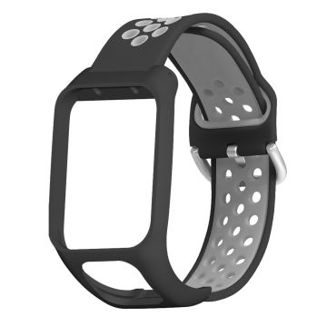 TomTom Runner 3 / 2 / Adventurer Flexibele Horlogeband Dual Color Ademende Gaten Polsband met Etui - Zwart+Grijs