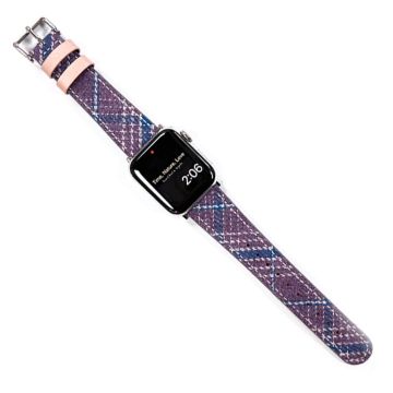 Apple Watch Series 49mm - 45mm - 44mm - 42mm Universele Leren Horlogeband - Paars