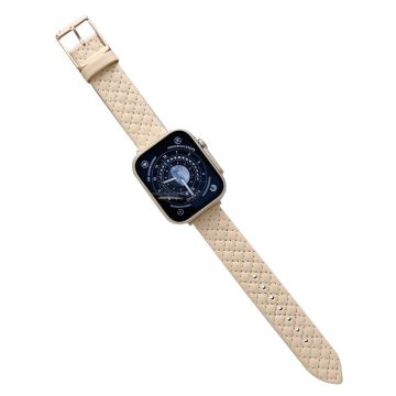 Apple Watch Series 49mm - 45mm - 44mm - 42mm Universele Leren Horlogeband Polsband - Melkthee
