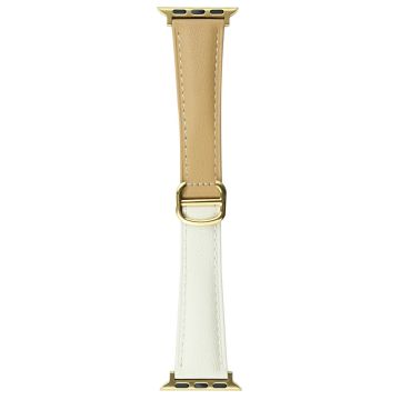 Apple Watch Series 49mm / 45mm / 44mm/ 42mm Vervangend horlogebandje van leer - Melkthee / Beige
