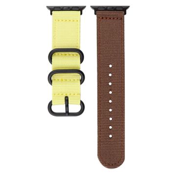 Apple Watch 49mm / 45mm / 44mm / 42mm Nylon Band Sport Polsband - Geel+Tan