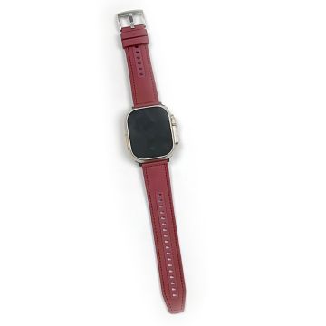 Apple Watch 49mm / 45mm / 44mm / 42mm Lederen en siliconenn horlogebandje - Wijnrood