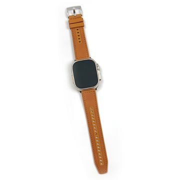 Apple Watch 49mm / 45mm / 44mm / 42mm Lederen en siliconenn horlogeband - Geel