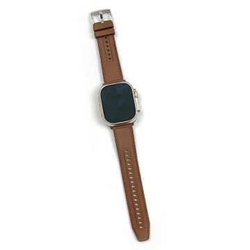 Apple Watch 49mm / 45mm / 44mm / 42mm Lederen en siliconenn horlogebandje - Tan