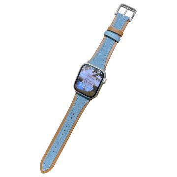 Apple Watch 49mm / 45mm / 44mm / 42mm Horlogebandje - Licht Denimblauw / Lichtbruin