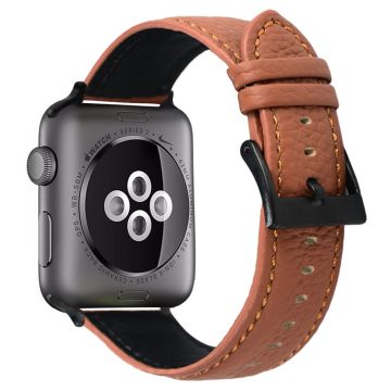 Apple Watch 49mm / 45mm / 44mm / 42mm Echt Koeie Leren Horlogebandje - Bruin