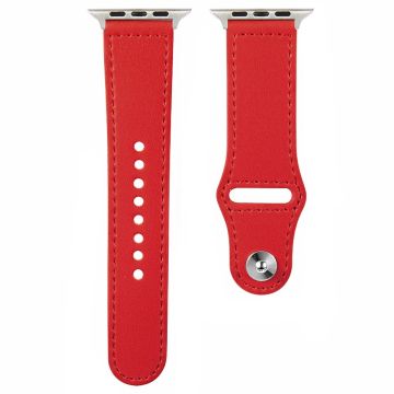 Apple Watch 49mm / 45mm / 44mm / 42mm Echt Koe Leren Horlogebandje - Rood