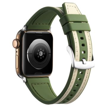 Apple Watch 49mm / 45mm / 44mm / 42mm Armband - Wit+Groen