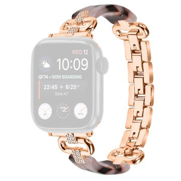 Apple Watch 49mm / 45mm / 44mm / 42mm Harsen Bandje - Roségoud+Zwart