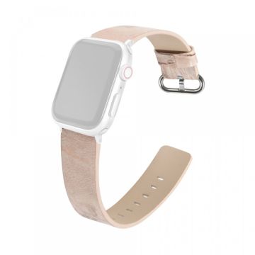 Apple Watch 49mm / 45mm / 44mm / 42mm Marmeren Leren Horlogeband - Licht Roze