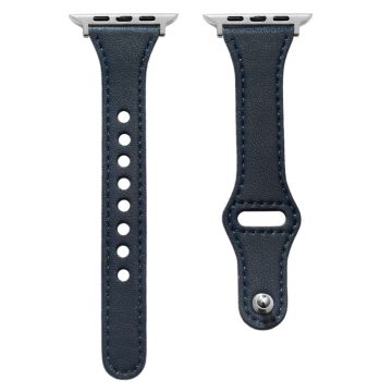 Apple Watch 49mm / 45mm / 44mm / 42mm Leren Horlogebanden - Marineblauw