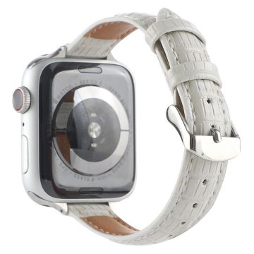 Krokodil Textuur Bandje Apple Watch 49mm / 45mm / 44mm / 42mm Lederen Bandje - Licht Grijs