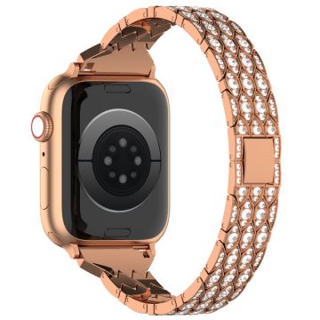 Apple Watch 49mm / 45mm / 44mm / 42mm Horlogebandje Strass bandje - Roségoud