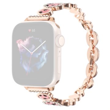 Metalen bandje met luipaardprint voor Apple Watch 49mm / 45mm / 44mm / 42mm - Roségoud