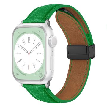 Apple Watch 49mm / 45mm / 44mm / 42mm Litchi Textuur Leren Bandje - Groen