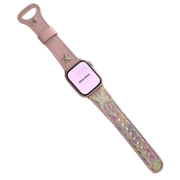 Apple Watch 49mm / 45mm / 44mm / 42mm Microfiber Leren Horlogebandje - Kleur Roze