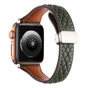 Echt koeienleren bandje Apple Watch Series 49mm - 45mm - 44mm - 42mm universeel bandje - Legergroen