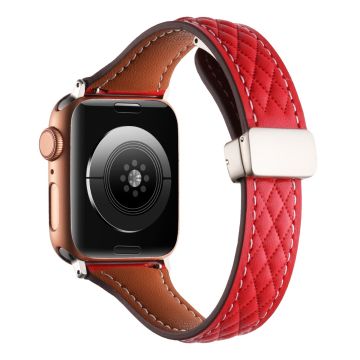 Echt koeienleren bandje Apple Watch Series 49mm - 45mm - 44mm - 42mm Universeel bandje - Rood