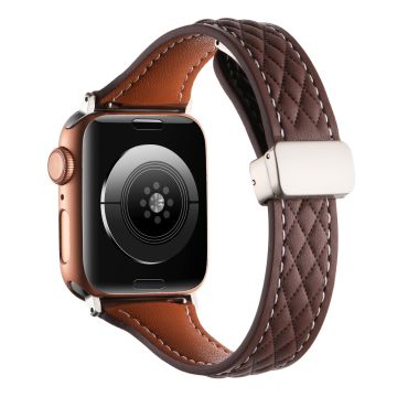 Echt koeienleren bandje Apple Watch Series 49mm - 45mm - 44mm - 42mm Universeel bandje - Roodbruin