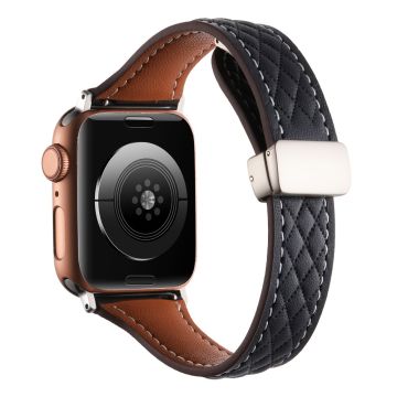Echt koeienleren bandje Apple Watch Series 49mm - 45mm - 44mm - 42mm Universeel bandje - Zwart