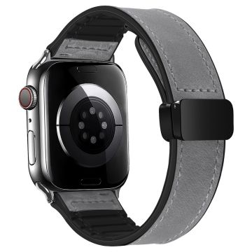 Apple Watch Series 49mm - 45mm - 44mm - 42mm Universele band van echt koeienleer - Grijs