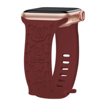 Embossing Strap Apple Watch Series 49mm - 45mm - 44mm - 42mmSilicone Band - Wine Red