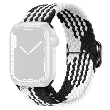 KALEBOL For Apple Watch Ultra 2 Ultra 49mm / 9 8 7 45mm / 6 5 4 SE (2023) SE (2022) SE 44mm / 3 2 1 42mm Nylon Braided Watch Strap - Black+White