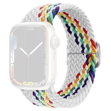 KALEBOL For Apple Watch Ultra 2 Ultra 49mm / 9 8 7 45mm / 6 5 4 SE (2023) SE (2022) SE 44mm / 3 2 1 42mm Nylon Braided Watch Strap - White Rainbow