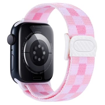 For Apple Watch Ultra 2 Ultra 49mm / Series 9 8 7 45mm / 6 5 4 SE (2022) SE (2023) SE 44mm / 3 2 1 42mm Nylon Watch Strap - Plaid Pink