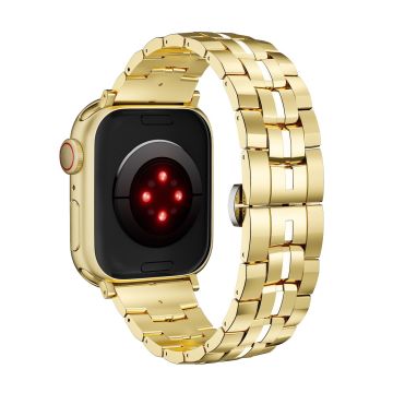 Zinc Alloy Strap for Apple Watch Ultra 2 Ultra 49mm / Series 9 8 7 45mm / 6 5 4 SE (2022) SE (2023) SE 44mm / 3 2 1 42mm Wrist Band - Gold+White