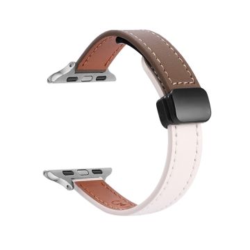 For Apple Watch Ultra 2 Ultra 49mm / 9 8 7 45mm / 6 5 4 SE (2023) SE (2022) SE 44mm / 3 2 1 42mm Microfiber Leather Band - Beige Apricot+Caramel