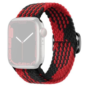 Apple Watch Ultra 2 49mm / 9 8 7 45mm / 6 5 4 SE (2023) SE (2022) SE 44mm / 3 2 1 42mm Nylon gevlochten horlogebandje - Z-Vorm Zwart + Rood