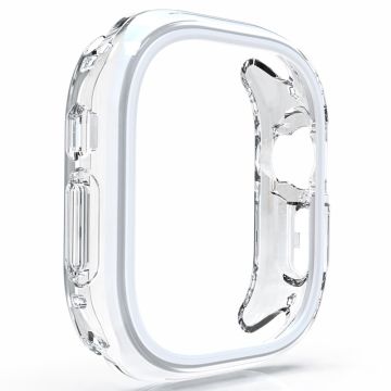 Apple Watch Series 7 / 8 / 9 45mm Hollow-Out Bump Resistant+Flexible Protection Cover Horloge Frame Hoesje - Wit