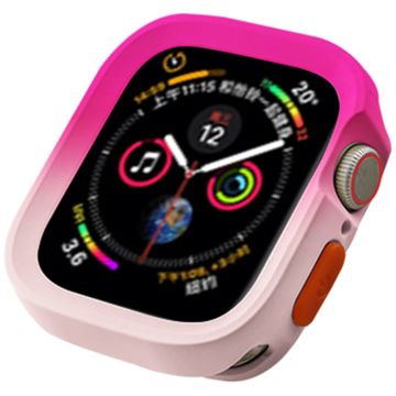 Apple Watch Series 4 / 5 / 6 / SE (2022) 44mm / 7 / 8 / 9 45mm Dual Color Flexibele Horloge Hoesje - Rose