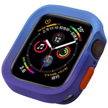 Apple Watch Series 4 / 5 / 6 / SE (2022) 44mm / 7 / 8 / 9 45mm Dual Color Flexibele Horloge Hoesje - Blauw + Purper